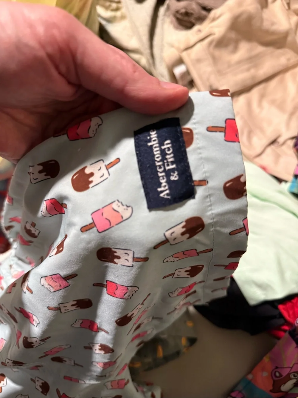 abercrombie kids Mint Shorts with Pink and Brown Popsicle Print